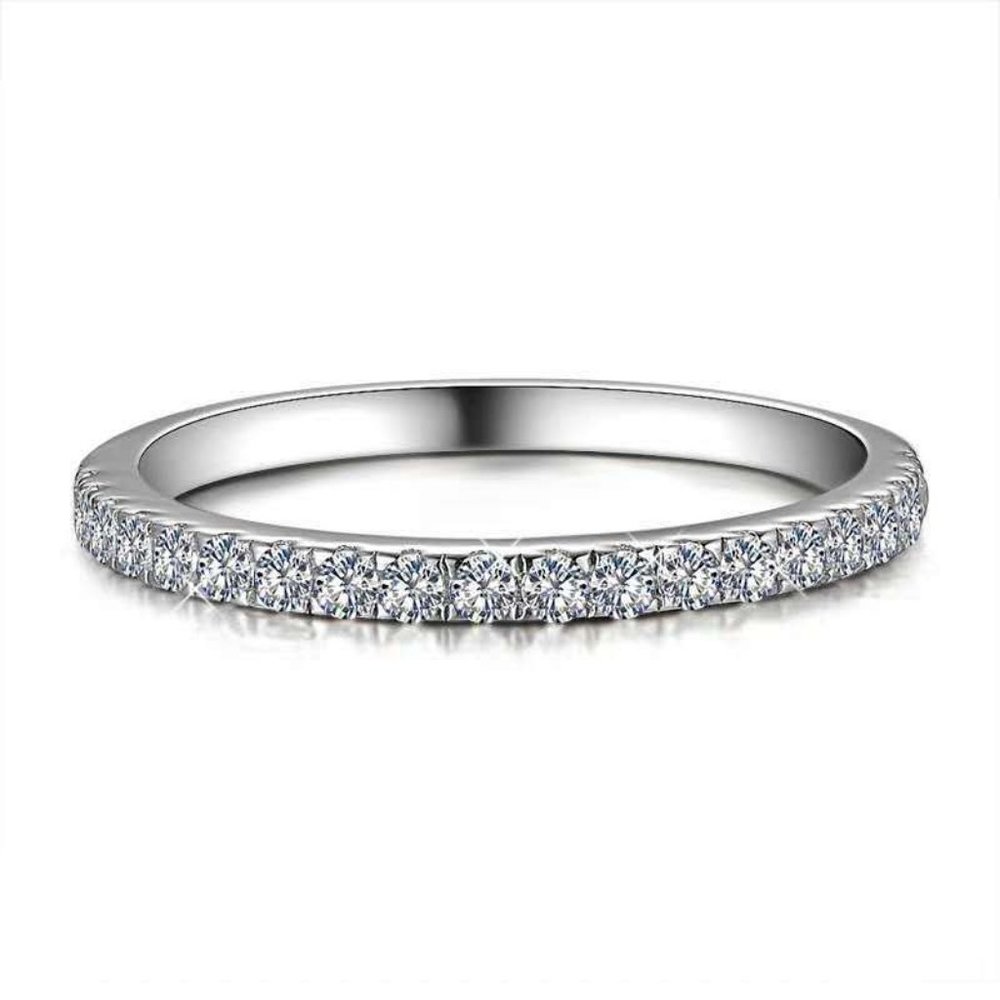 *18K White Gold Diamond Eternity Stackable Ring - Picture 8 of 9